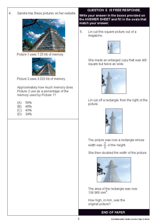 ICAS Maths Class 9 Sample model question paper