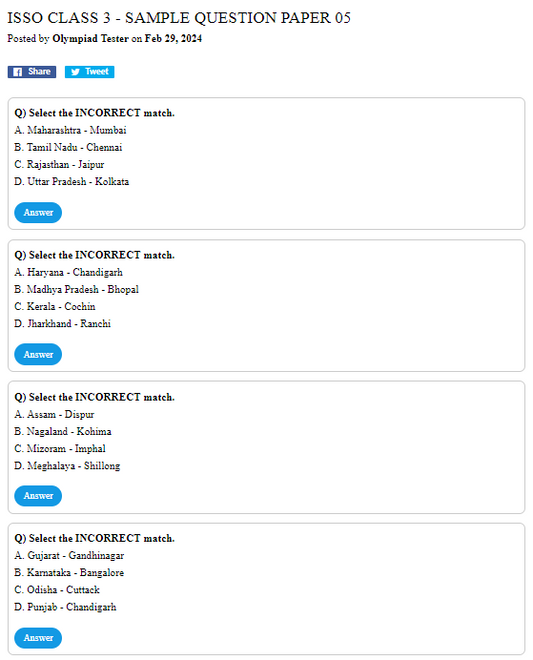 ISSO Class 3 - Sample question paper 05