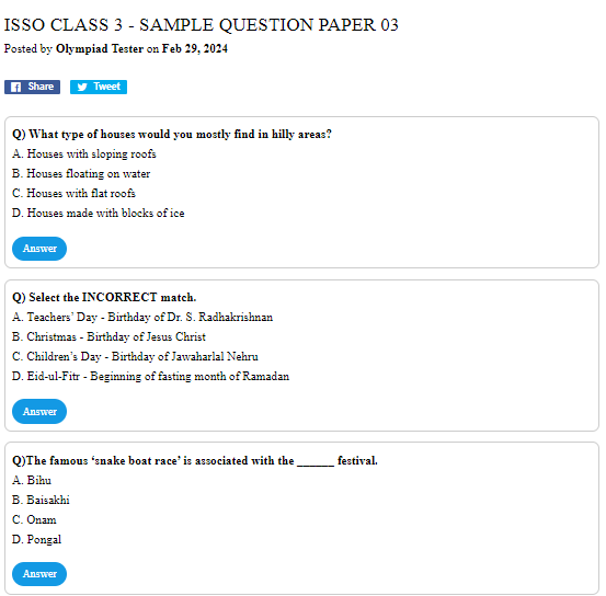 ISSO Class 3 - Sample question paper 03