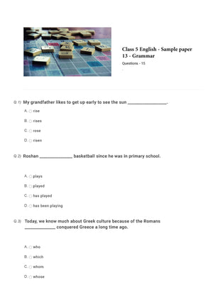 English Olympiad Class 5 - Sample question paper 13