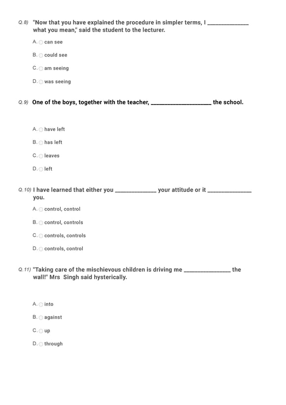 English Olympiad Class 5 - Sample question paper 14
