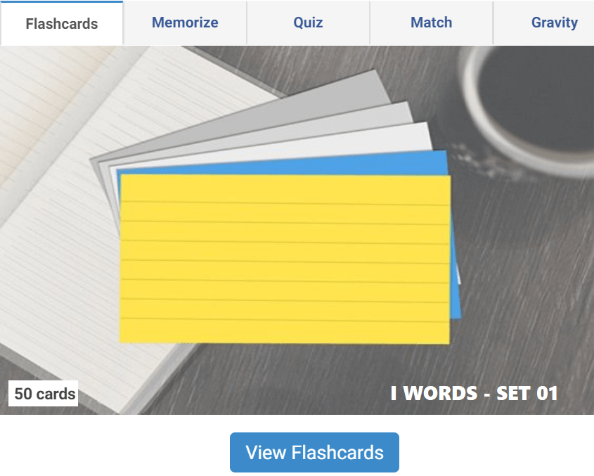 Online English vocabulary Flashcards to learn I Words - Set 01