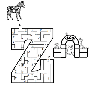 Kindergarten Maze Worksheets - Letter Z
