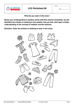 LKG Worksheet - What to wear in snow?