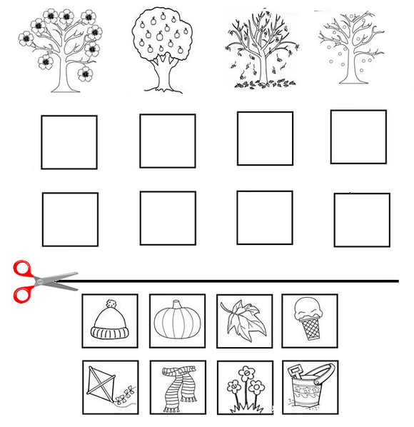 Download and print free preschool worksheets on weather and seasons.