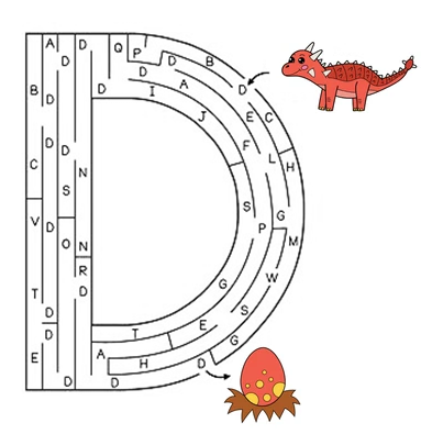 Kindergarten Maze Worksheet - Letter D Maze | Olympiad tester