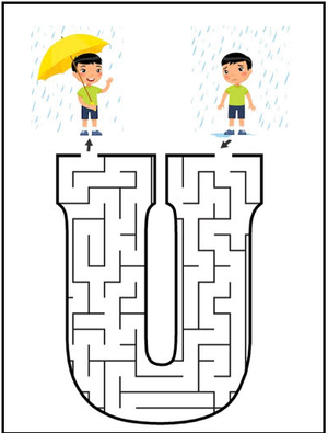 Kindergarten Maze Worksheet - Letter U Maze