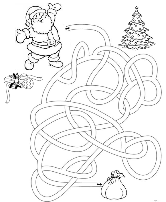 This is a free Christmas maze worksheet for kindergarten.