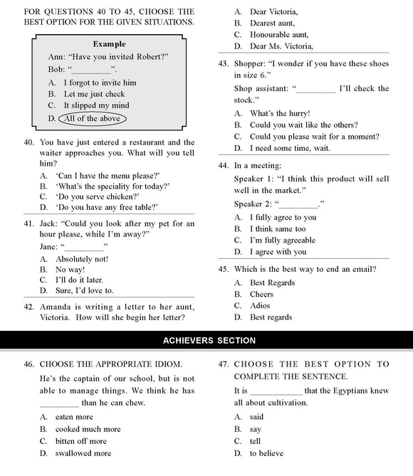 English Olympiad Class 7 - Sample paper 04