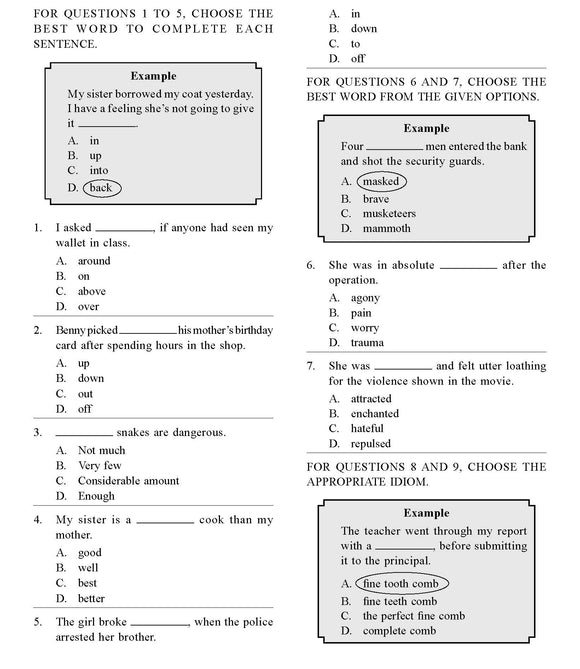 English Olympiad Class 7 - Sample paper 05