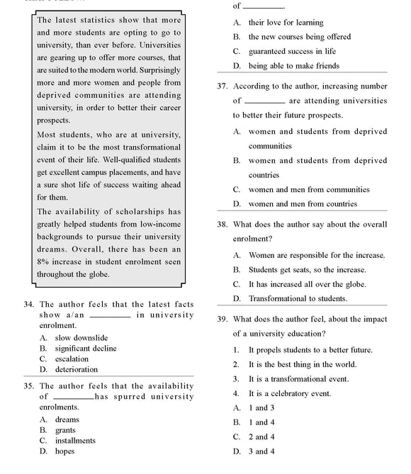 English Olympiad Class 7 - Sample paper 06