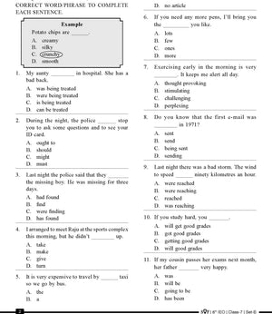 English Olympiad Class 7 - Sample paper 09