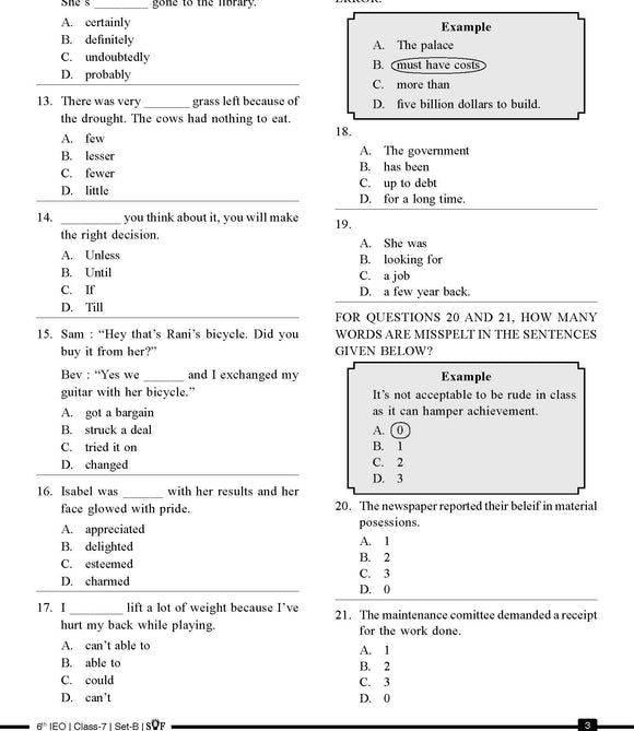 IEO English Olympiad Class 7 - Sample paper 10