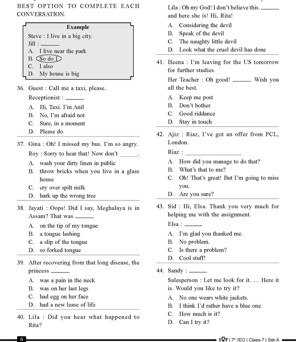 English Olympiad Class 8 - Sample paper 05 | Olympiad tester