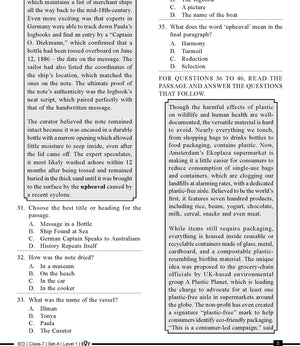 English Olympiad Class 8 - Sample paper 15