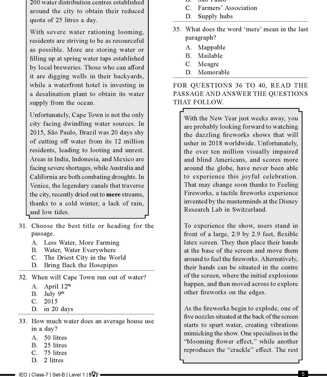 English Olympiad Class 8 - Sample paper 11 | Olympiad tester