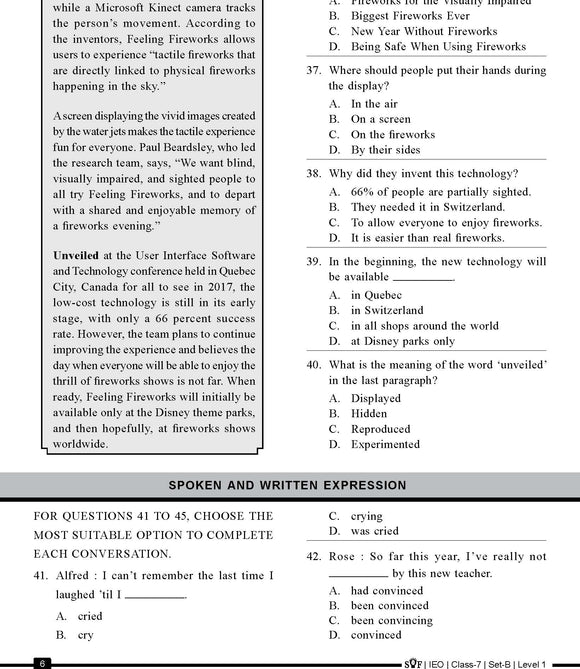 IEO English Olympiad Class 8 - Sample question paper 10