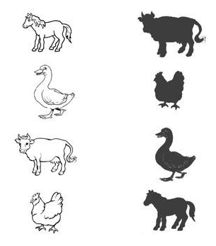 Download this animal shadow matching worksheet for kindergarten and preschool students as PDF.