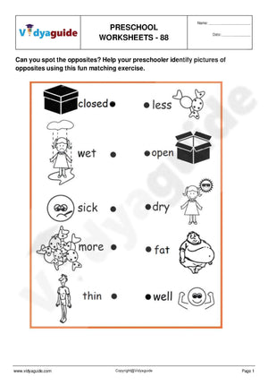 Free Preschool worksheets for download - 88