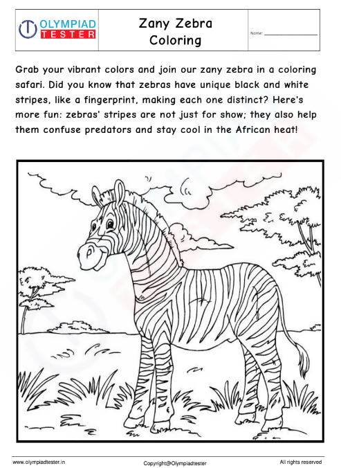 Zany Zebra Coloring Page