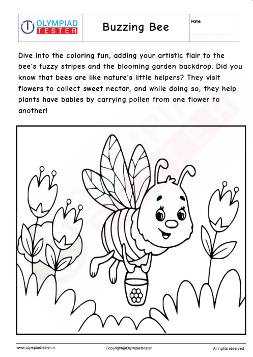 Buzzing Bee Coloring page for kindergarten