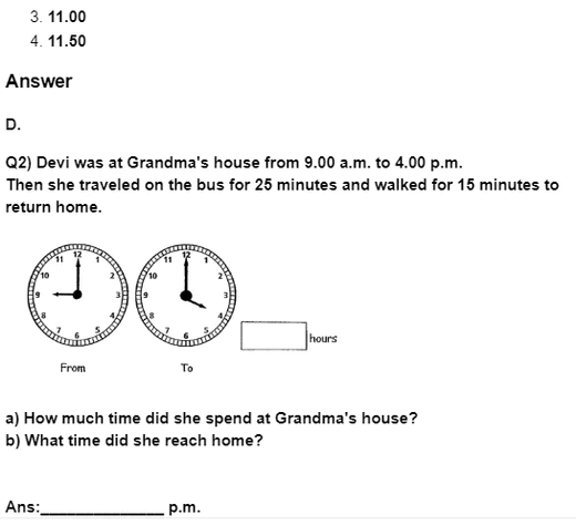 CBSE Class 2 Maths Time Worksheet