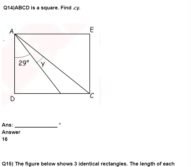 Mathematics geometry questions with answers for Grade 4
