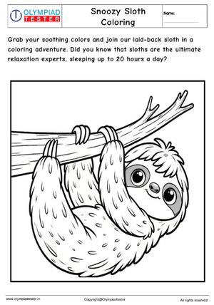 Snoozy Sloth Coloring Page