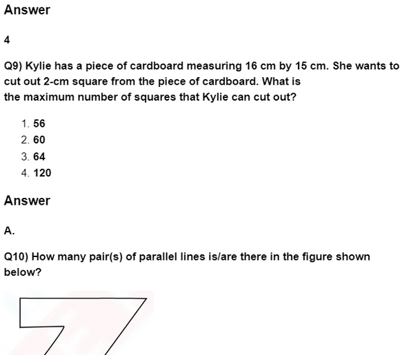 4th Class Mathematics Geometry Question Bank