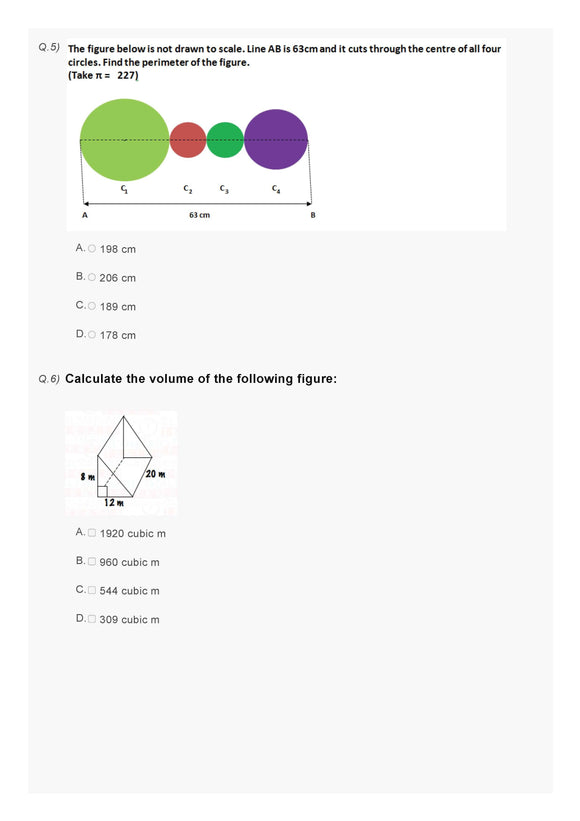Class 8 IMO Maths Olympiad pdf worksheet - Mensuration