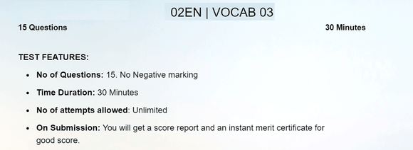 English Olympiad Class 2 online practice test - Vocabulary 03
