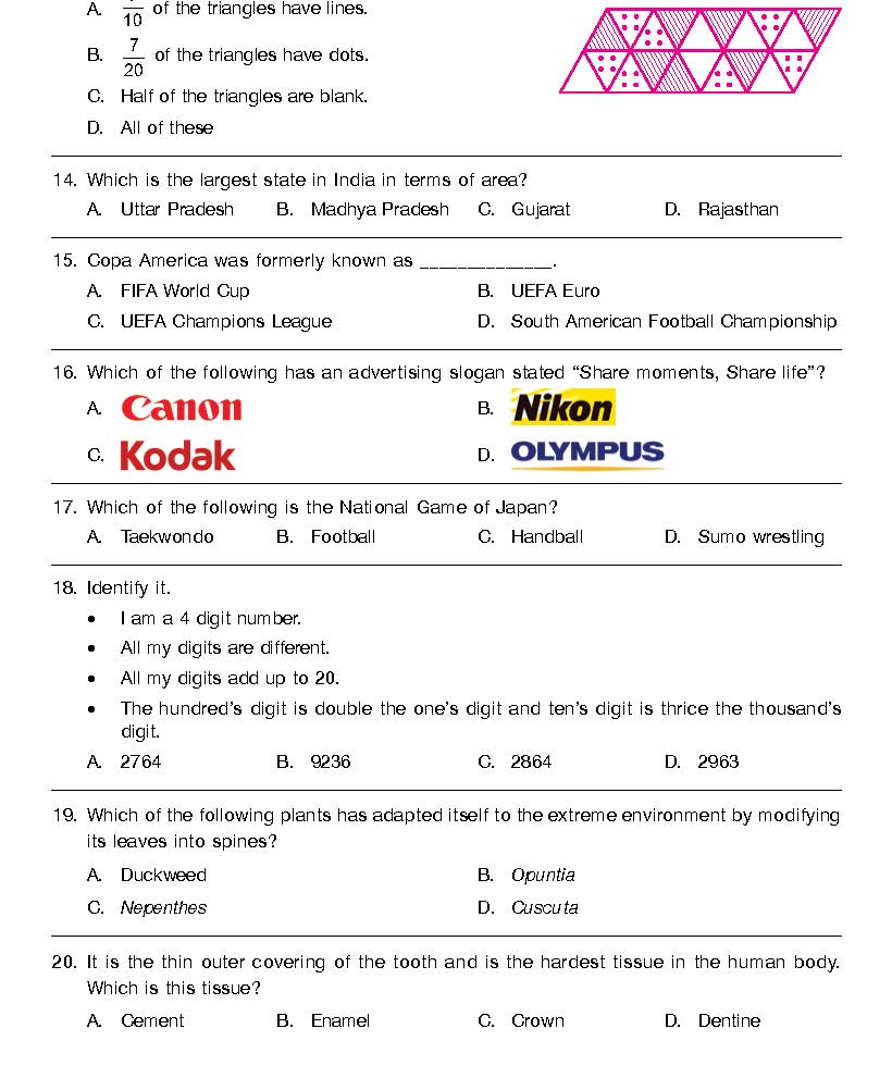 GK Olympiad Class 6 - Sample Question Paper 03 | Olympiad Tester