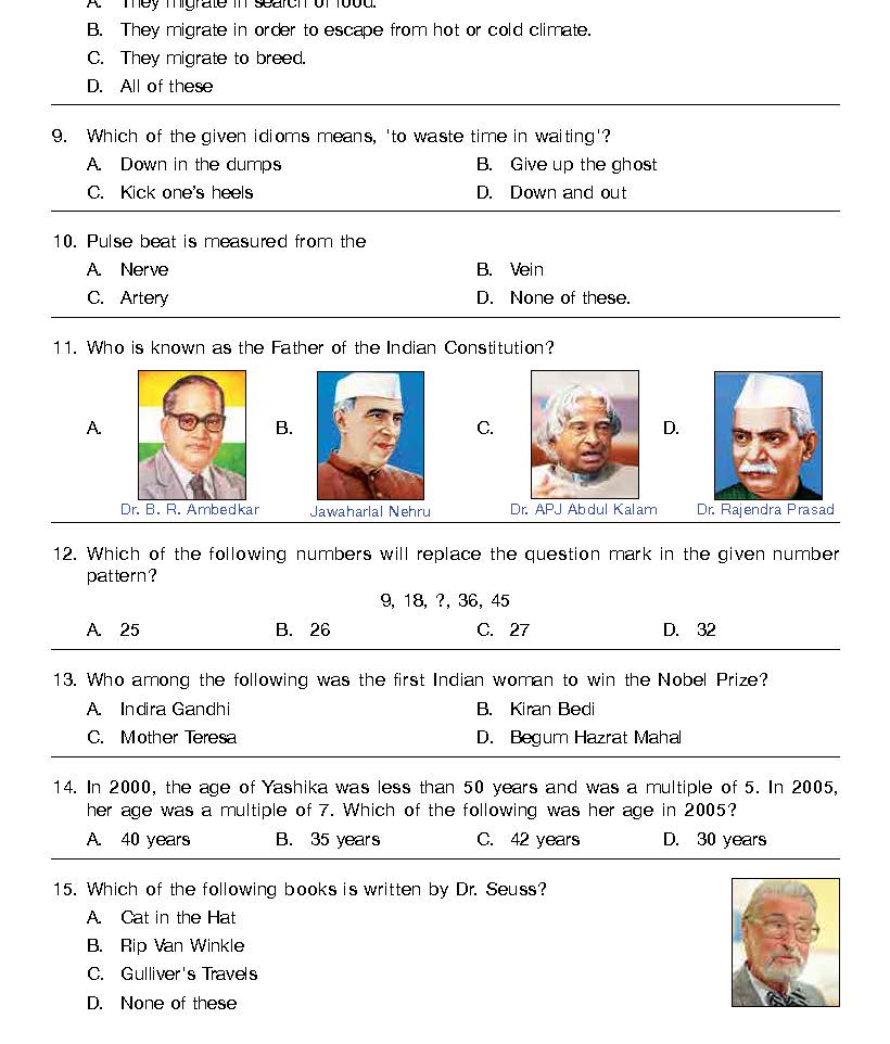 GK Olympiad Class 6 - Sample question paper 08