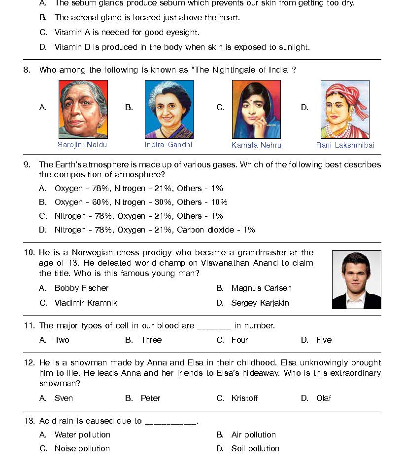 GK Olympiad Class 6 - Sample question paper 14