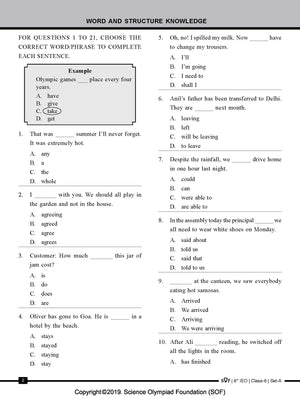 English Olympiad Class 6 - Sample question paper 11