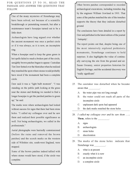 English Olympiad Class 9 - Sample question paper 08