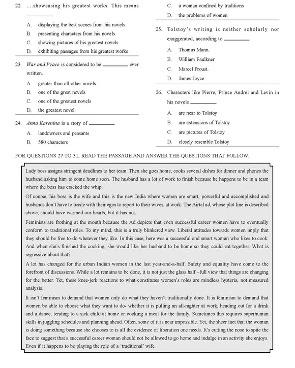 English Olympiad Class 9 - Sample question paper 15