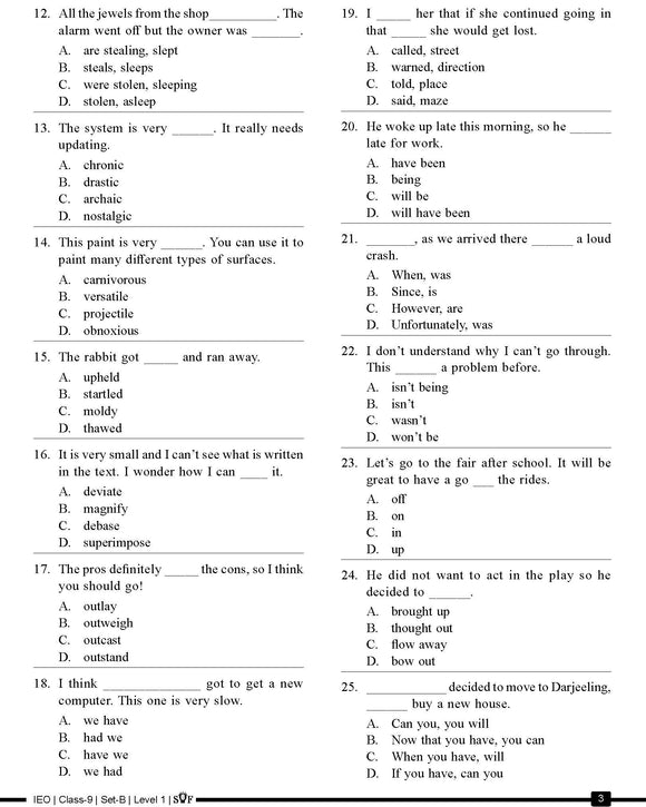 English Olympiad Class 10 - Sample question paper 12