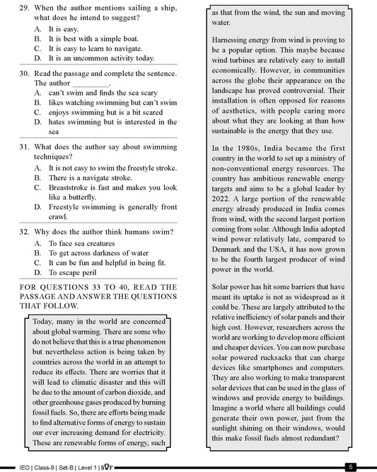 English Olympiad Class 10 - Sample question paper 10