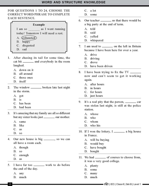 English Olympiad Class 10 - Sample question paper 5