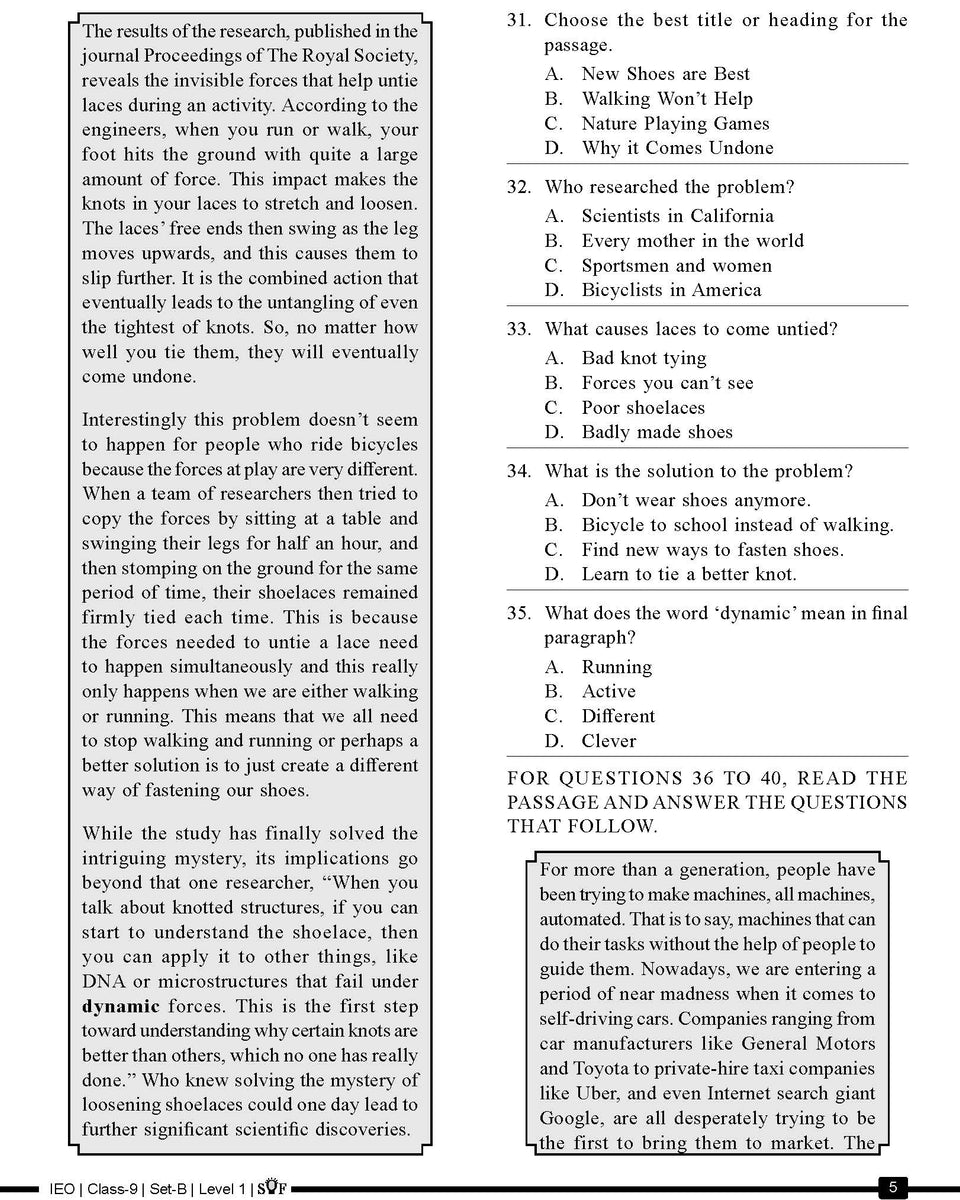 English Olympiad Class 10 - Sample question paper 4 | Olympiad tester