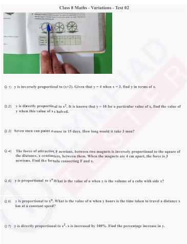 Class 8 HOTS - Direct and inverse variations - Class 8