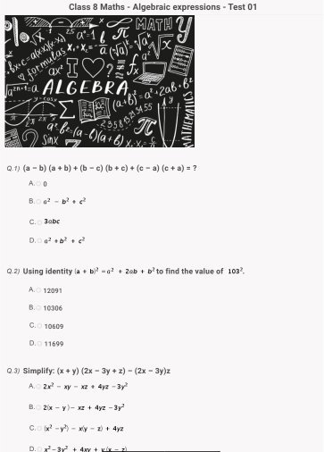 HOTS Questions - Algebraic Expressions and Identities - Class 8