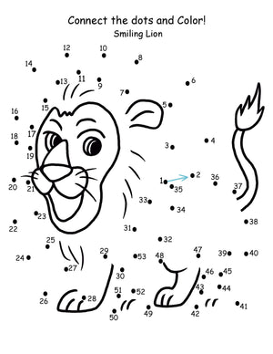 Kindergarten Pdf Worksheet - Connect the dots - Lion