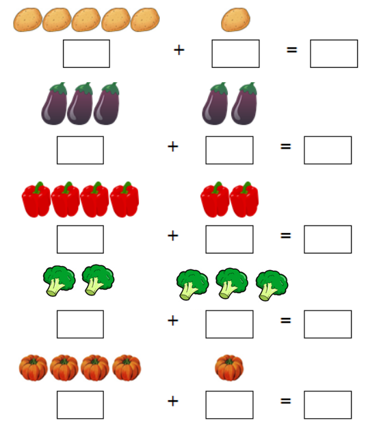 Addition worksheet for kindergarten