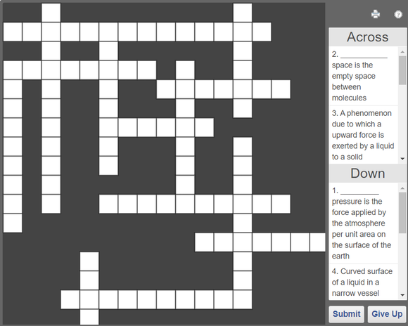 Online Science crossword puzzle - Structure of atom