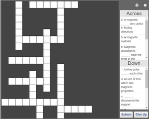 Online Science crossword - Fun with Magnets