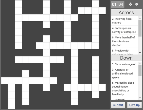 Daily online crossword puzzle Jan 12 2019. Great for building English vocabulary