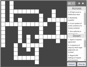 Online crossword puzzle for English Vocabulary - 03