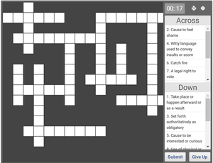 Online Crossword puzzle for English Vocabulary - 02